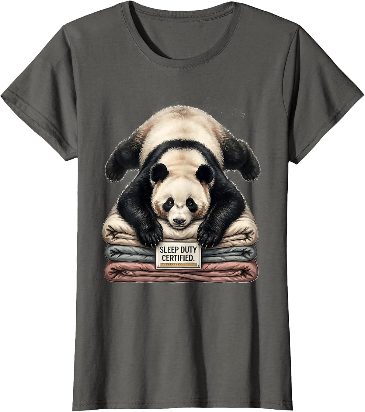 Women's Sleep Duty Certified Funny Panda Bear Animal Lover Gift T-Shirt - Asphalt Grey