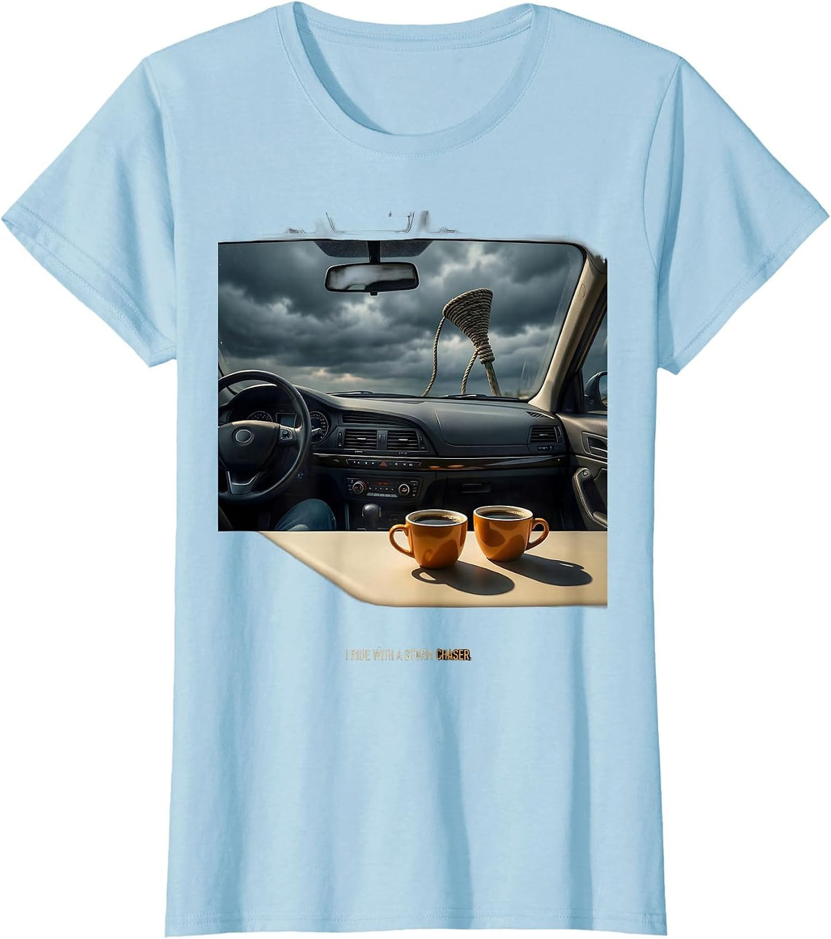 Women's I Ride With A Storm Chaser Funny Tornado Chaser Meteorology T-Shirt - Baby Blue