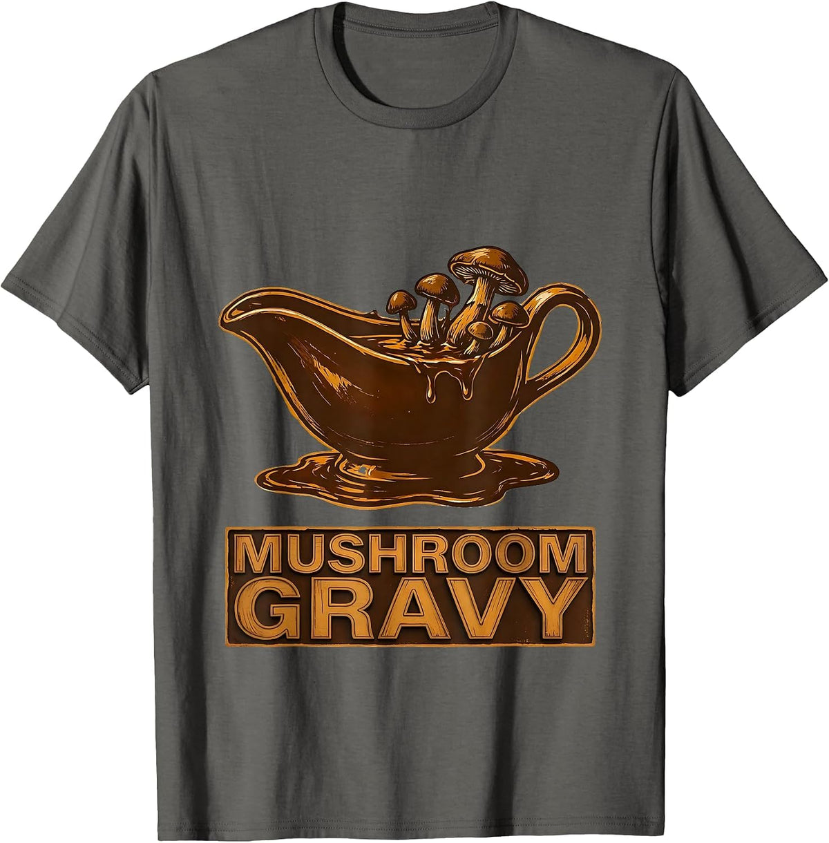 Men's Mushroom Gravy Bootleg 90's Rap Rock Vintage Funny T-Shirt - Asphalt Grey