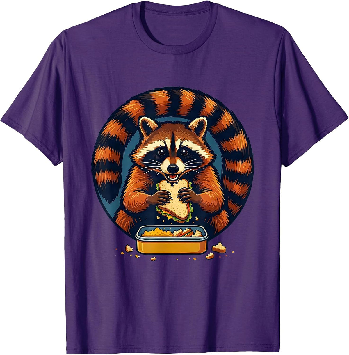 Men's Trash Panda Raccoon Snack Stealer Screenprint Humor T-Shirt - Purple