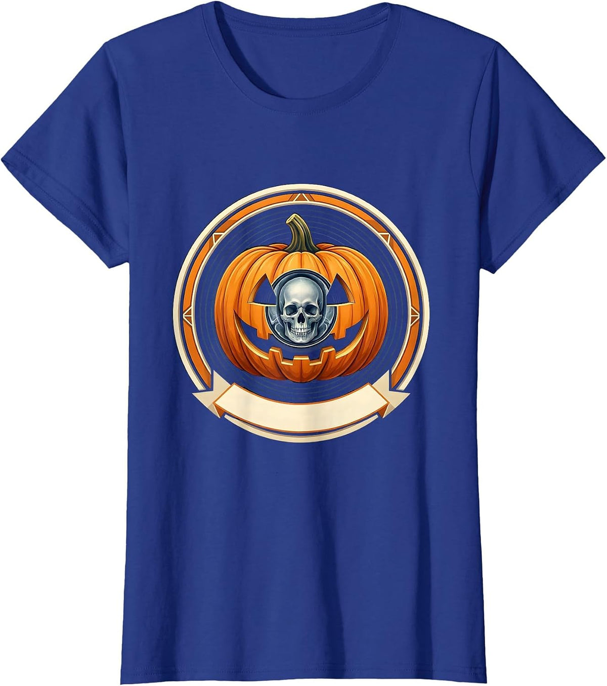 Women's Skull Pumpkin CT Tech Radiology Halloween Humor T-Shirt - Royal Blue