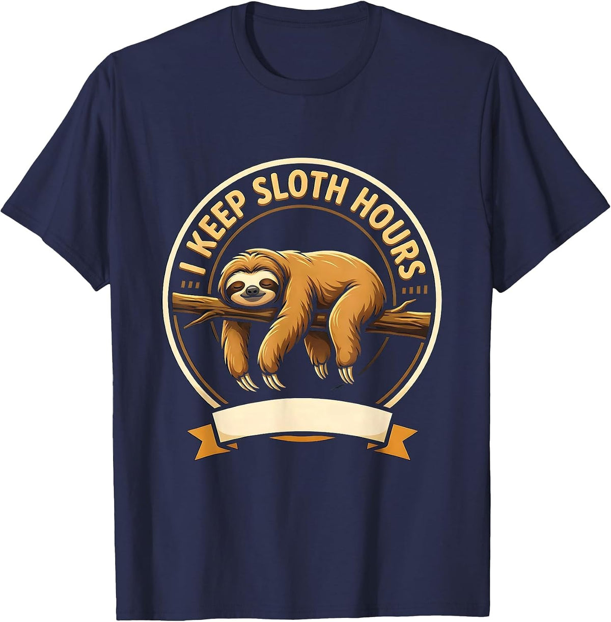 I Keep Sloth Hours Funny Sloth Lover Gift T-Shirt - Navy Blue