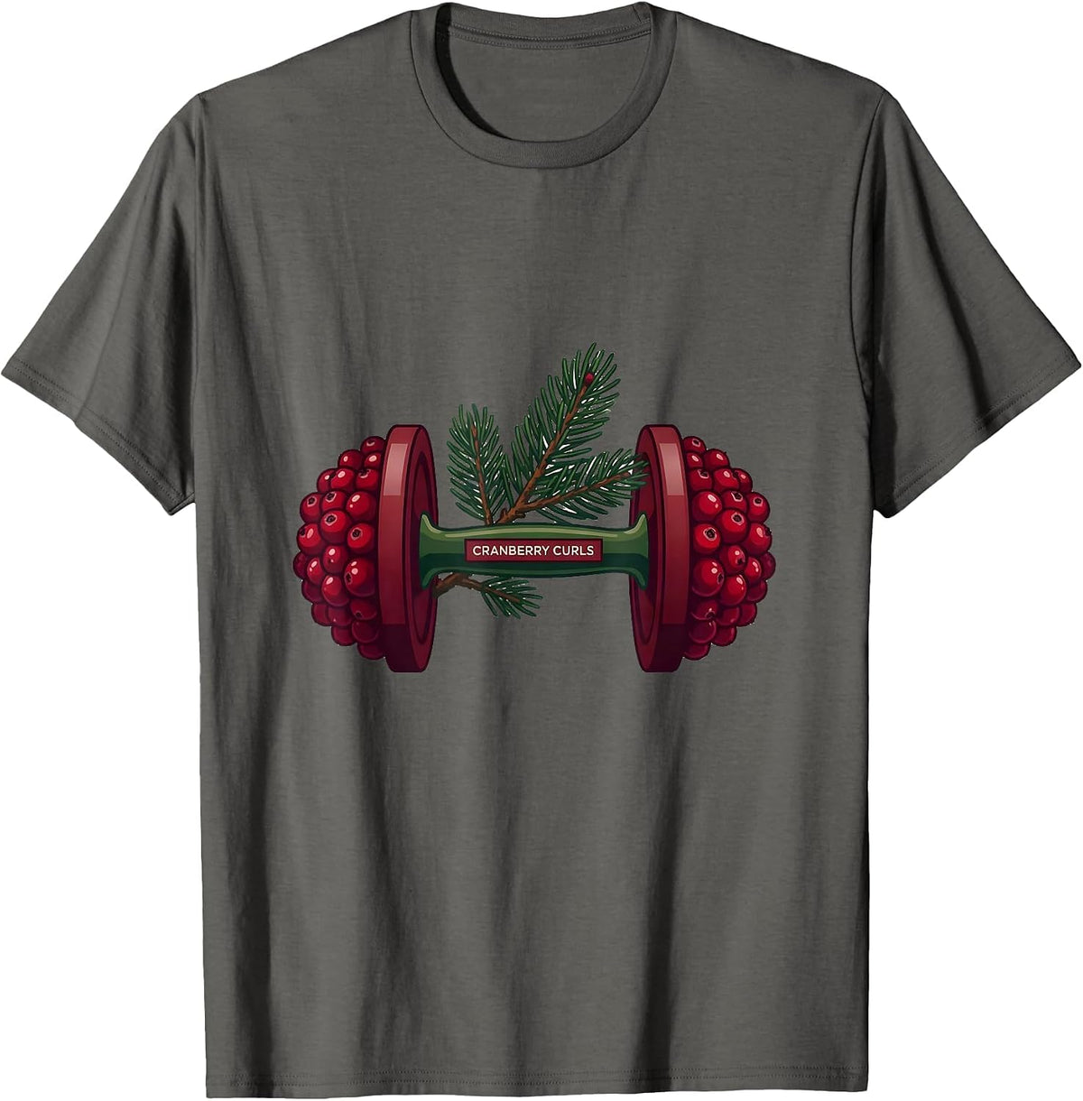 Cranberry Curls Funny Christmas Gym Workout Fitness Gift T-Shirt - Asphalt Grey