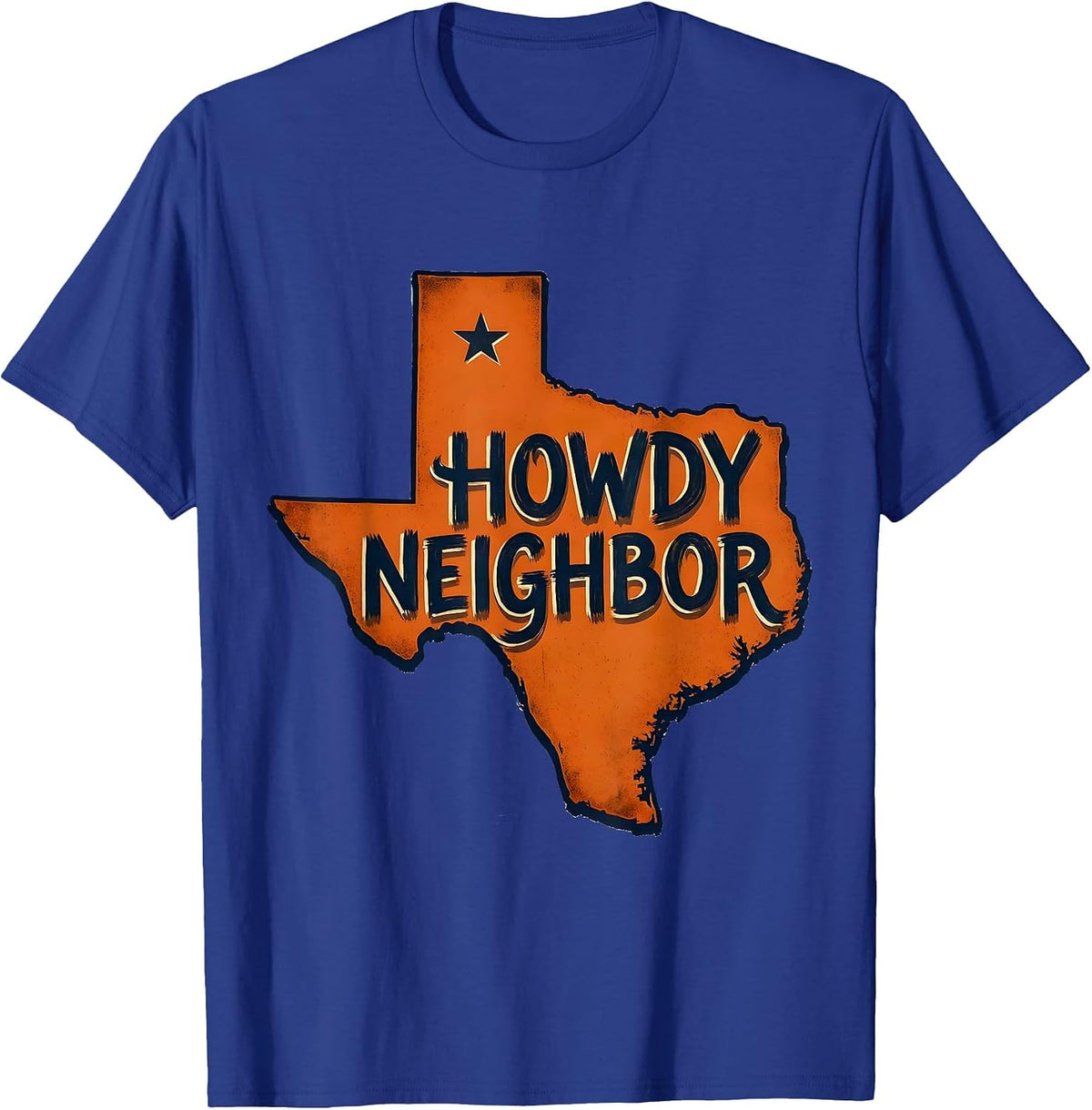 Men's Howdy Neighbor Vintage Texas State Pride Sign Painter Style T-Shirt - Royal Blue