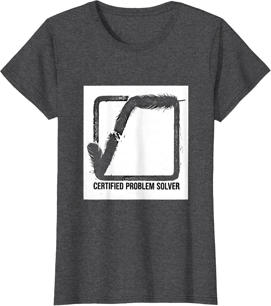 Women's Certified Problem Solver Funny Math Teacher Math Nerd Humor T-Shirt - Dark Heather Grey