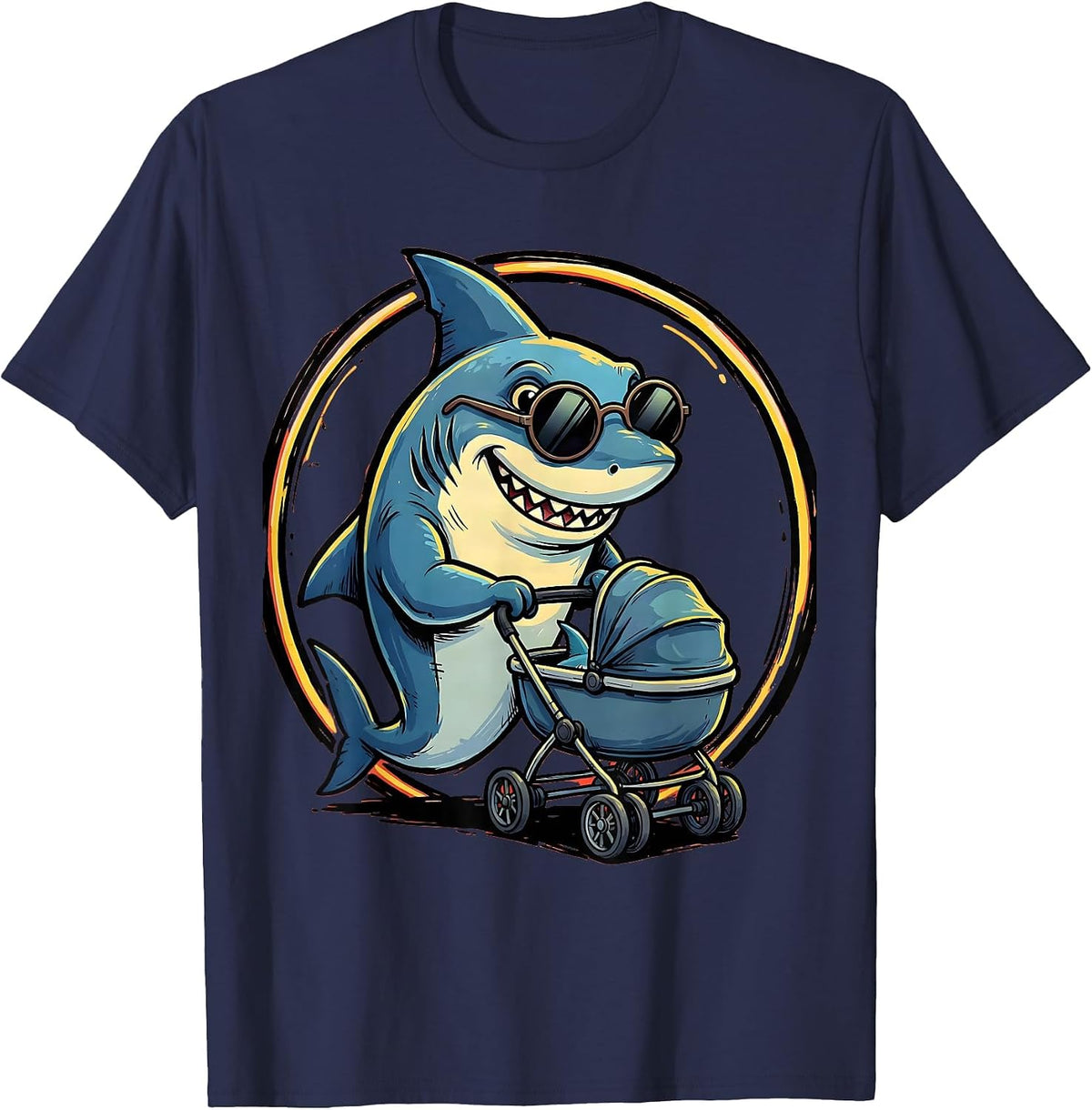 Mommy Shark Cool Shades Baby Stroller Graphic T-Shirt - Navy Blue