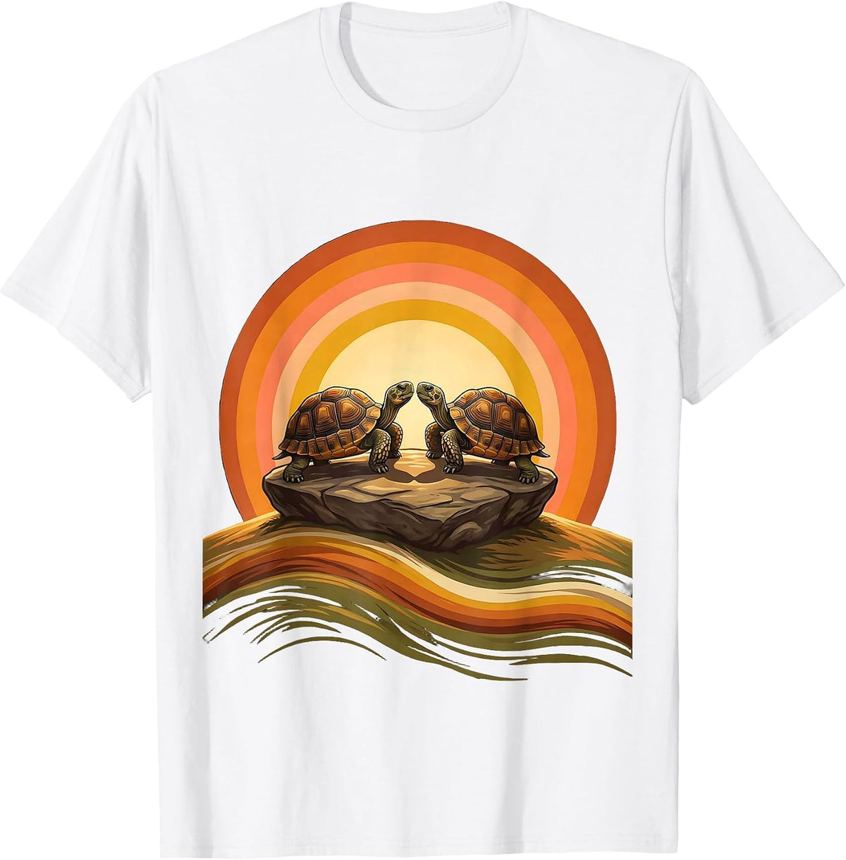 Men's Matching Turtles Nose to Nose Couples Graphic T-Shirt - White