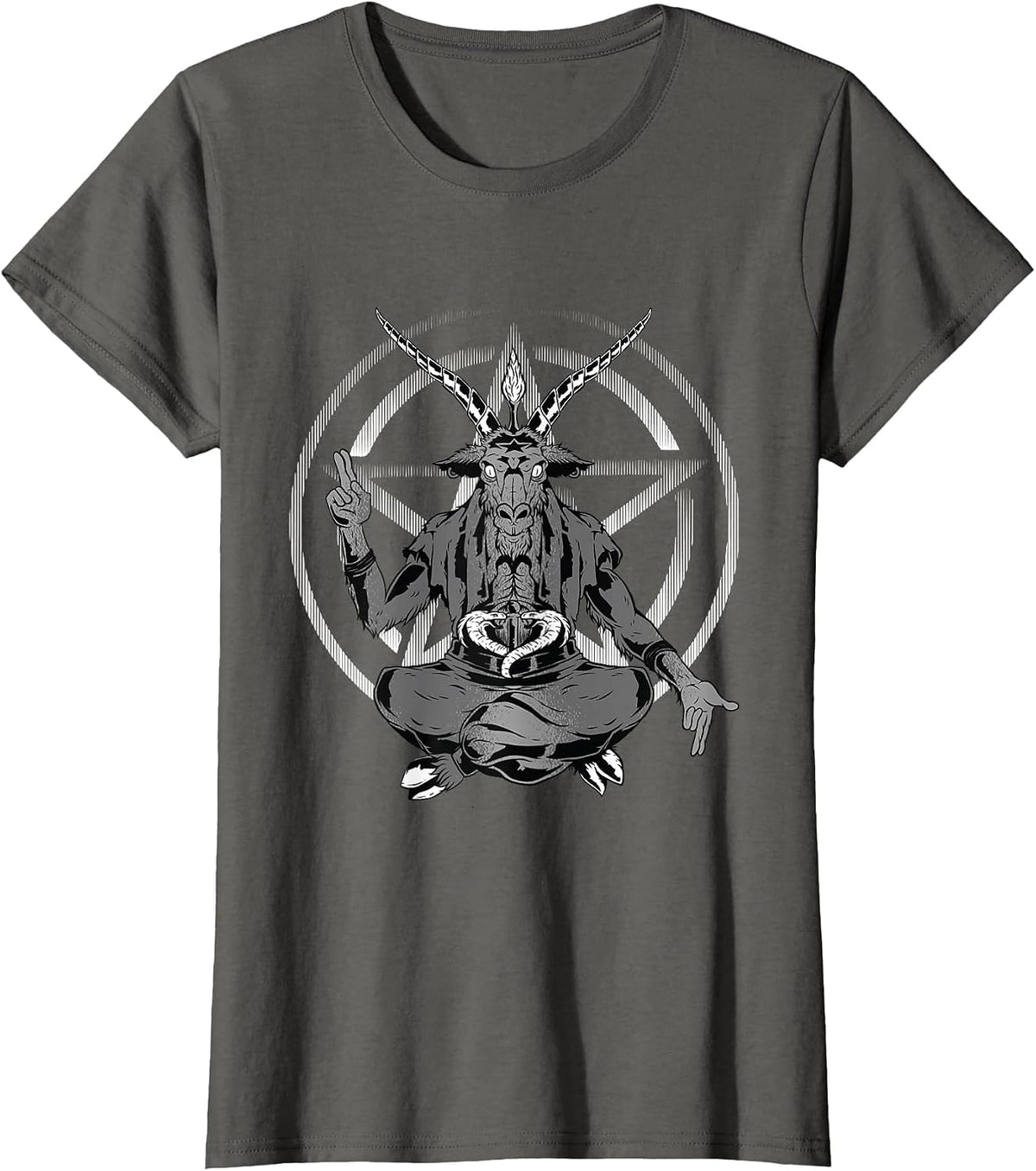 Occult Satan Pentagram Dark Demonic Metal T-Shirt - Asphalt Grey