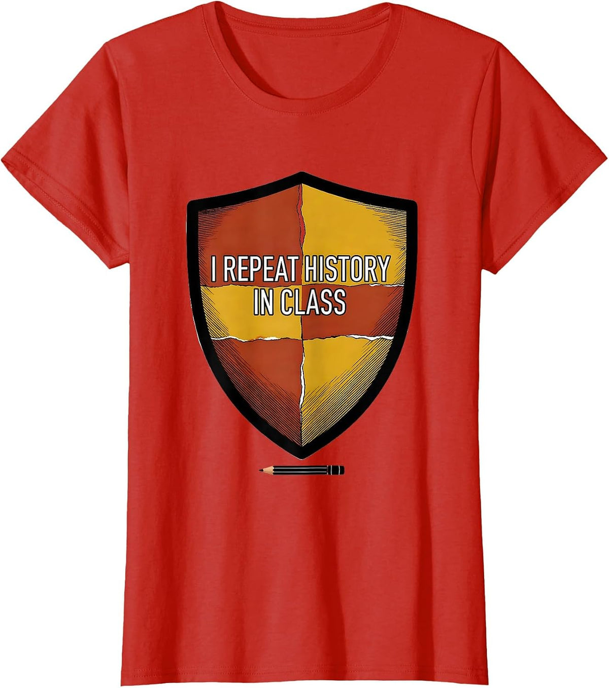 Women's I Repeat History In Class Funny History Teacher Back T-Shirt - Red