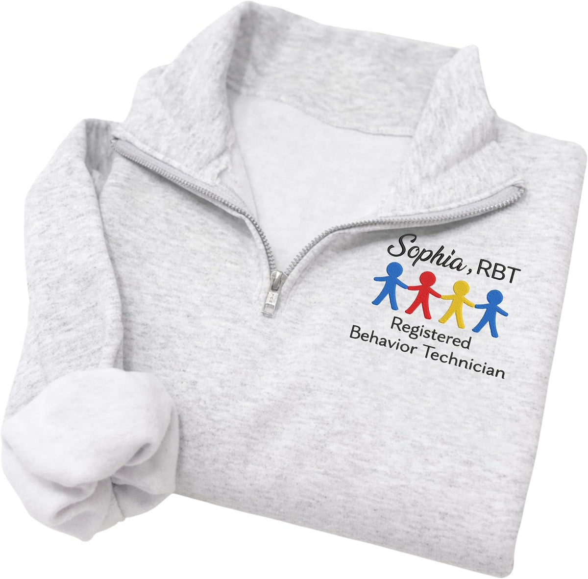 Chillever Custom Embroidered Profession Quarter Zip Sweatshirt, Personalized Workwear for Office, Clinic, Professional Gifts