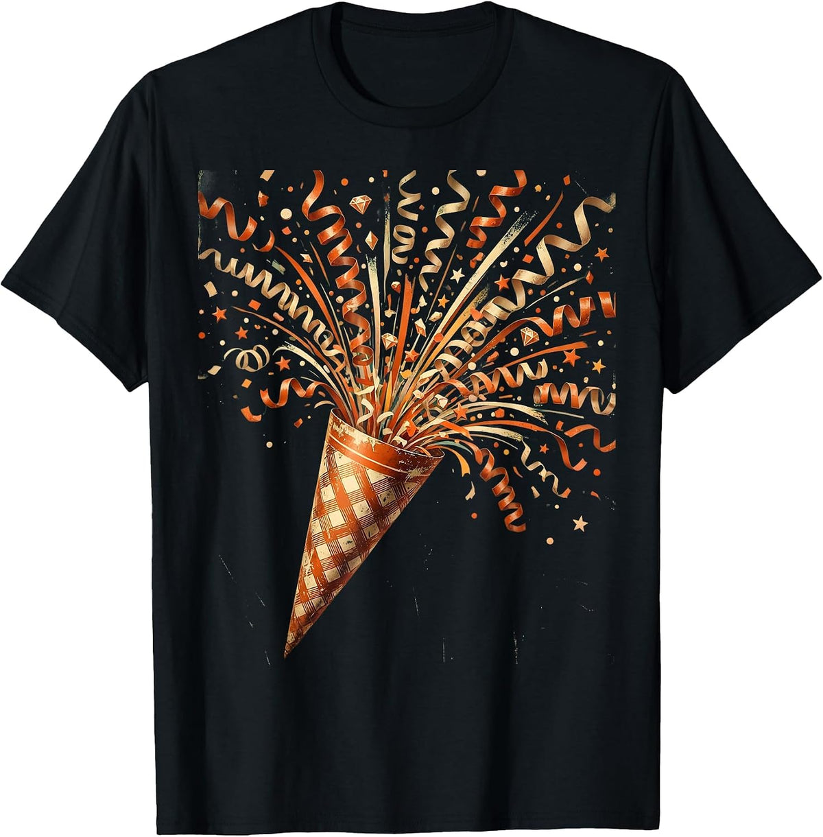 Men's Birthday Party Popper Confetti Celebration Design T-Shirt - Black