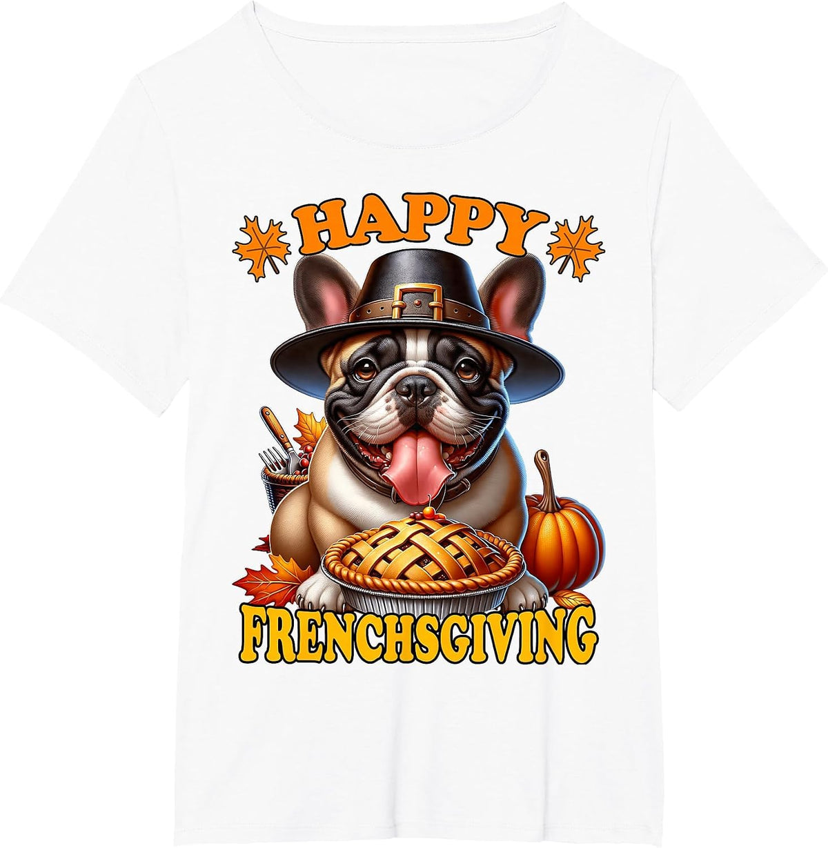 Thanksgiving French Bulldog T-Shirt - White