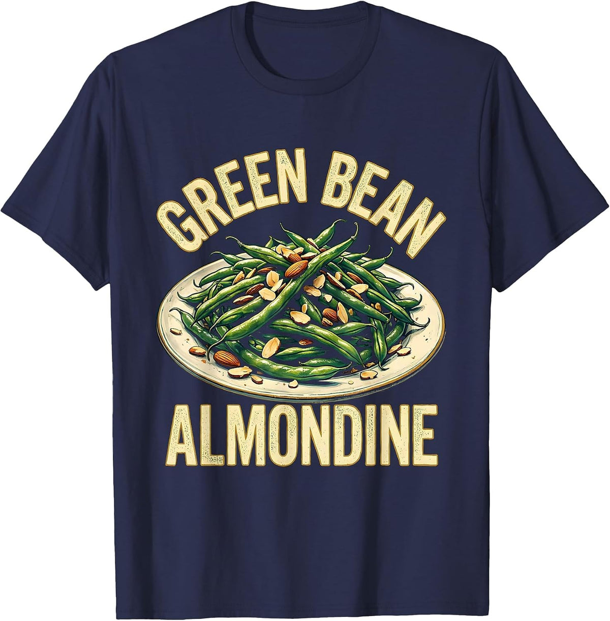 Men's Green Bean Almondine Thanksgiving Dish Bootleg 90's Rap T-Shirt - Navy Blue