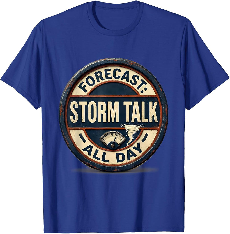 Forecast: Storm Talk All Day Vintage Tornado Chaser T-Shirt - Royal Blue