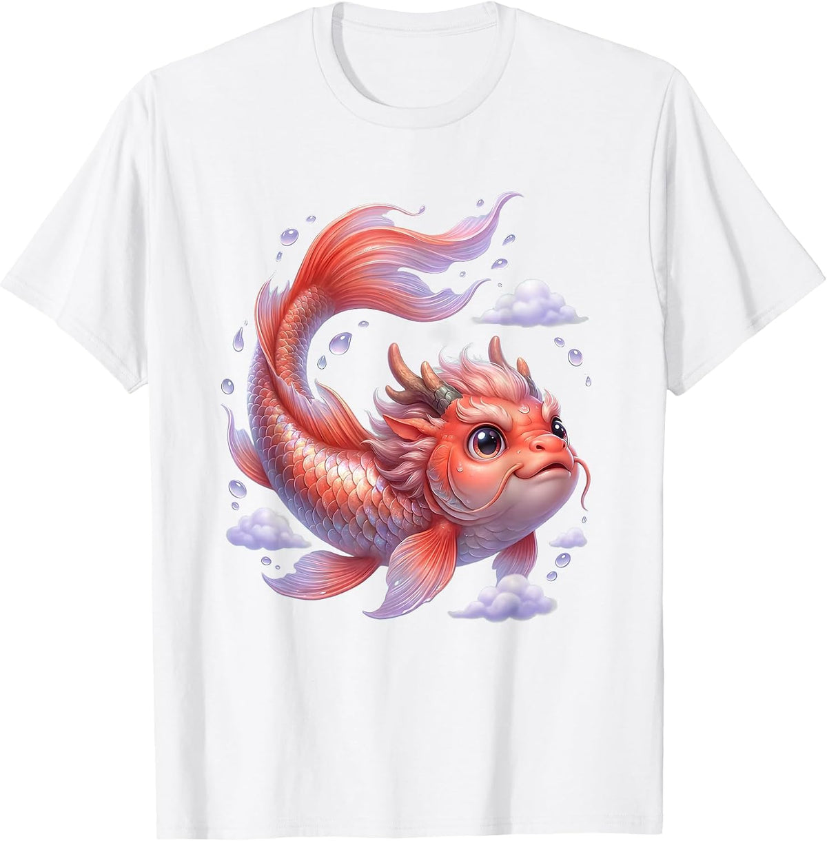 Men's Koi to Dragon Transformation Anime Art T-Shirt - White