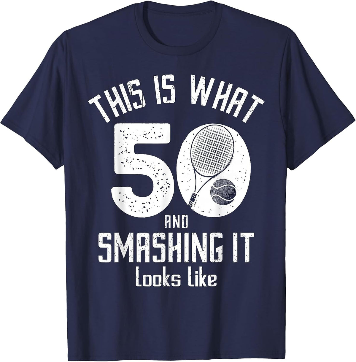 Funny Tennis Player 50th Birthday 50 Years Old Tennis T-Shirt - Navy Blue