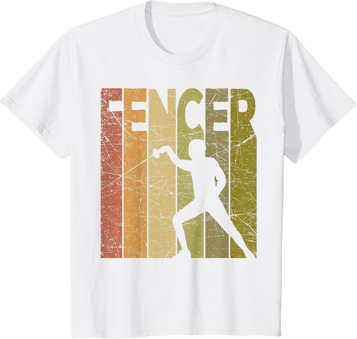 Fencer Vintage Fencing Retro Sword Fencing Graphic T-Shirt - White