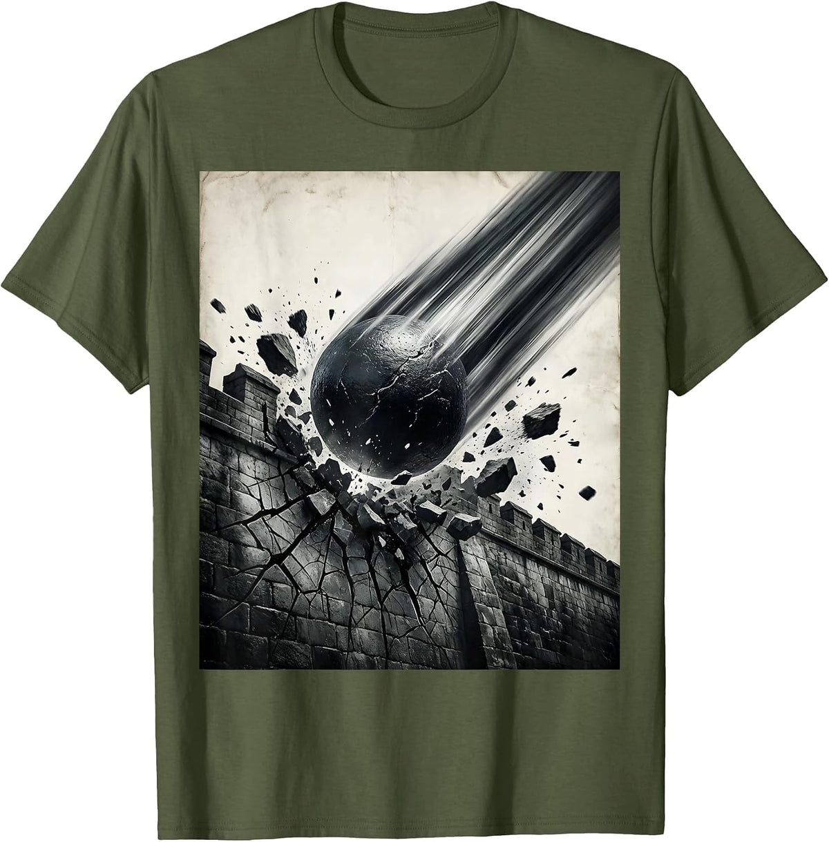 FAFO Cannonball Crumbling Wall Graphic T-Shirt - Olive Green