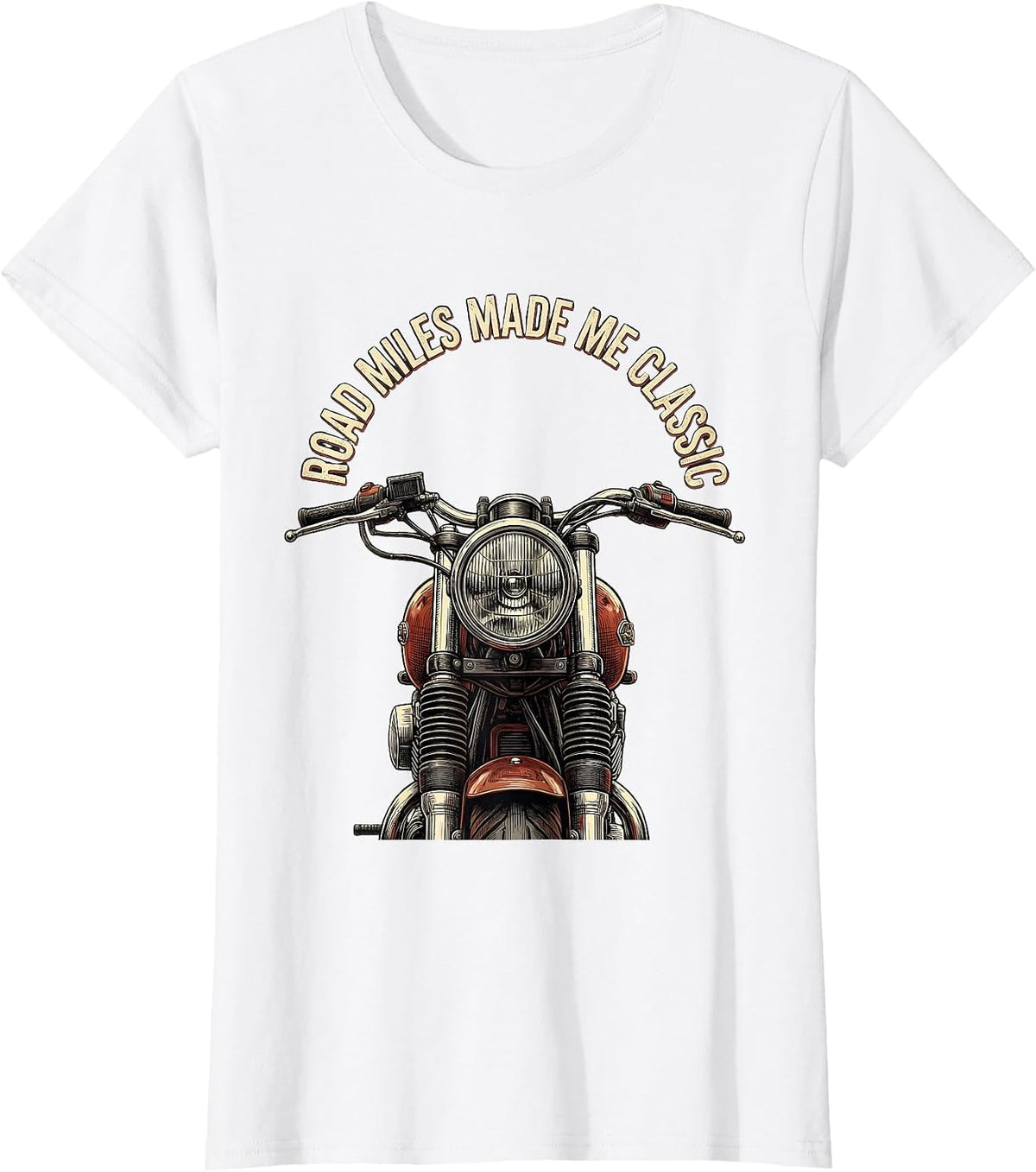 Women's Road Miles Made Me Classic Funny Biker Motorcycle Humor T-Shirt - White