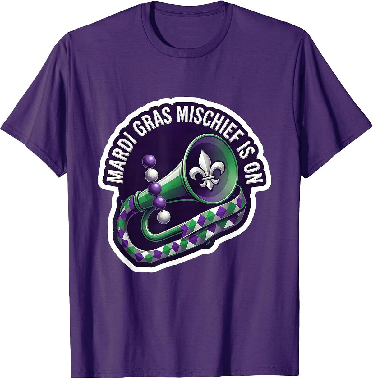 Men's Mardi Gras Mischief Is On Festive Humor Carnival Party T-Shirt - Purple