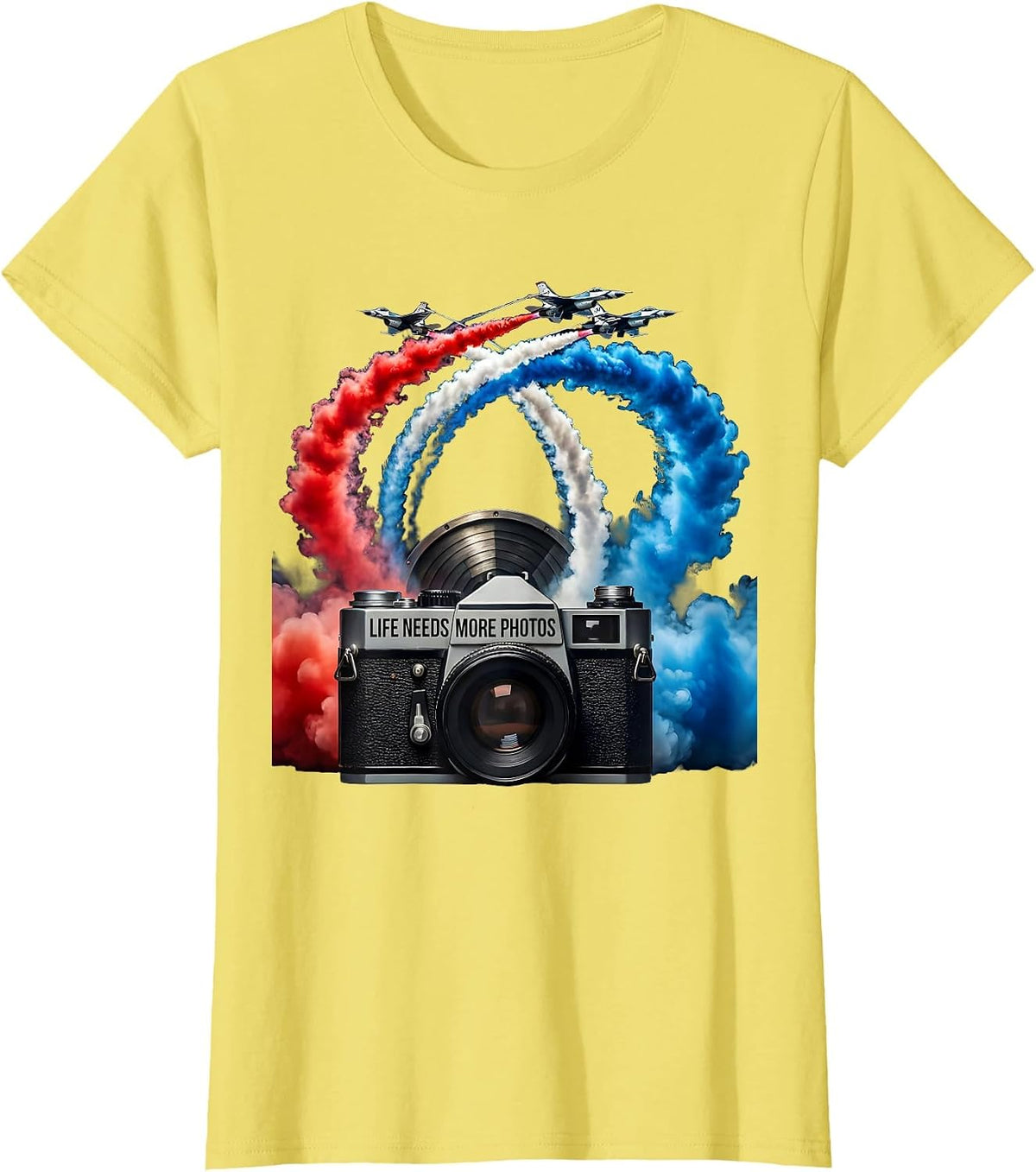 Women's Life Needs More Photos Photography Lover Design T-Shirt - Lemon Yellow