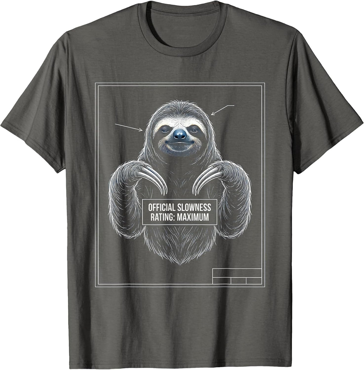 Men's Official Slowness Rating: Maximum Funny Sloth Lover Gift T-Shirt - Asphalt Grey