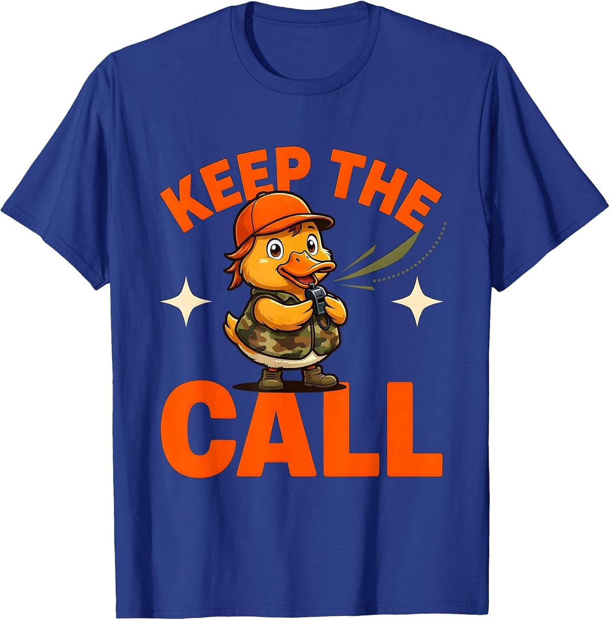 KEEP THE CALL Funny Cartoon Duck Hunter Hunting Season T-Shirt - Royal Blue