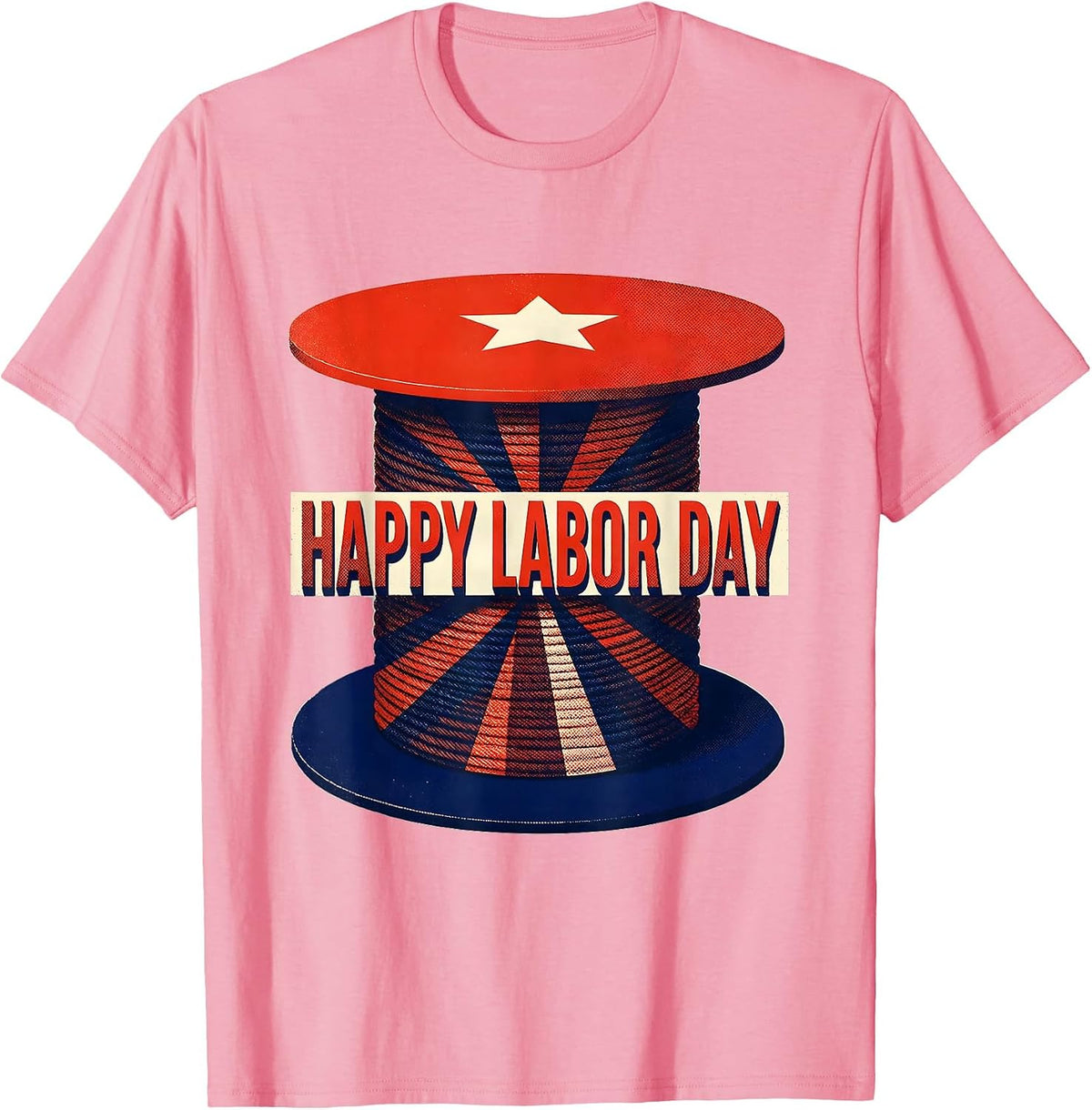 Men's Happy Labor Day Risograph Patriotic Union Pride Gift T-Shirt - Pink