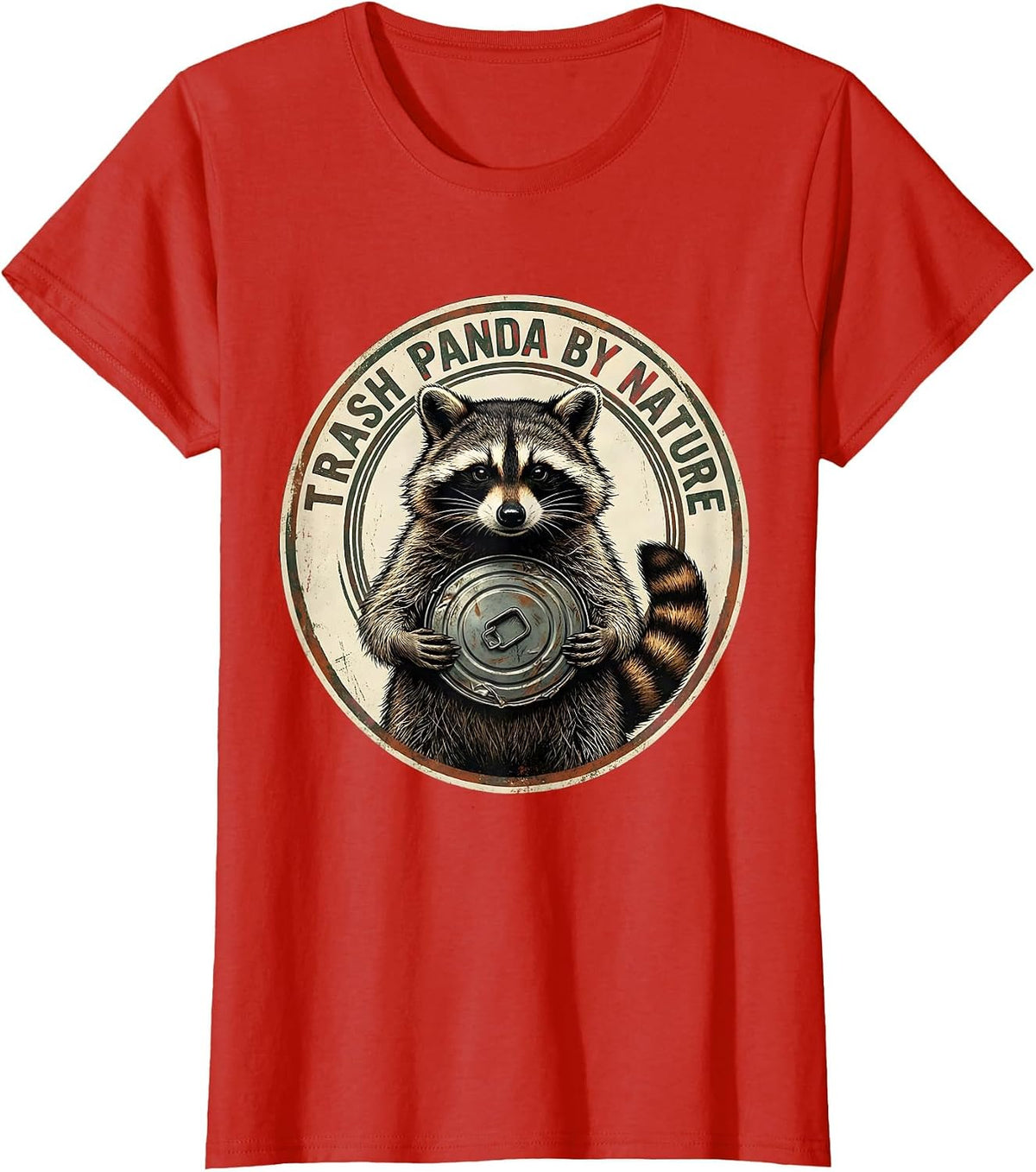 Trash Panda By Nature Vintage Raccoon Sarcastic Humor T-Shirt - Red