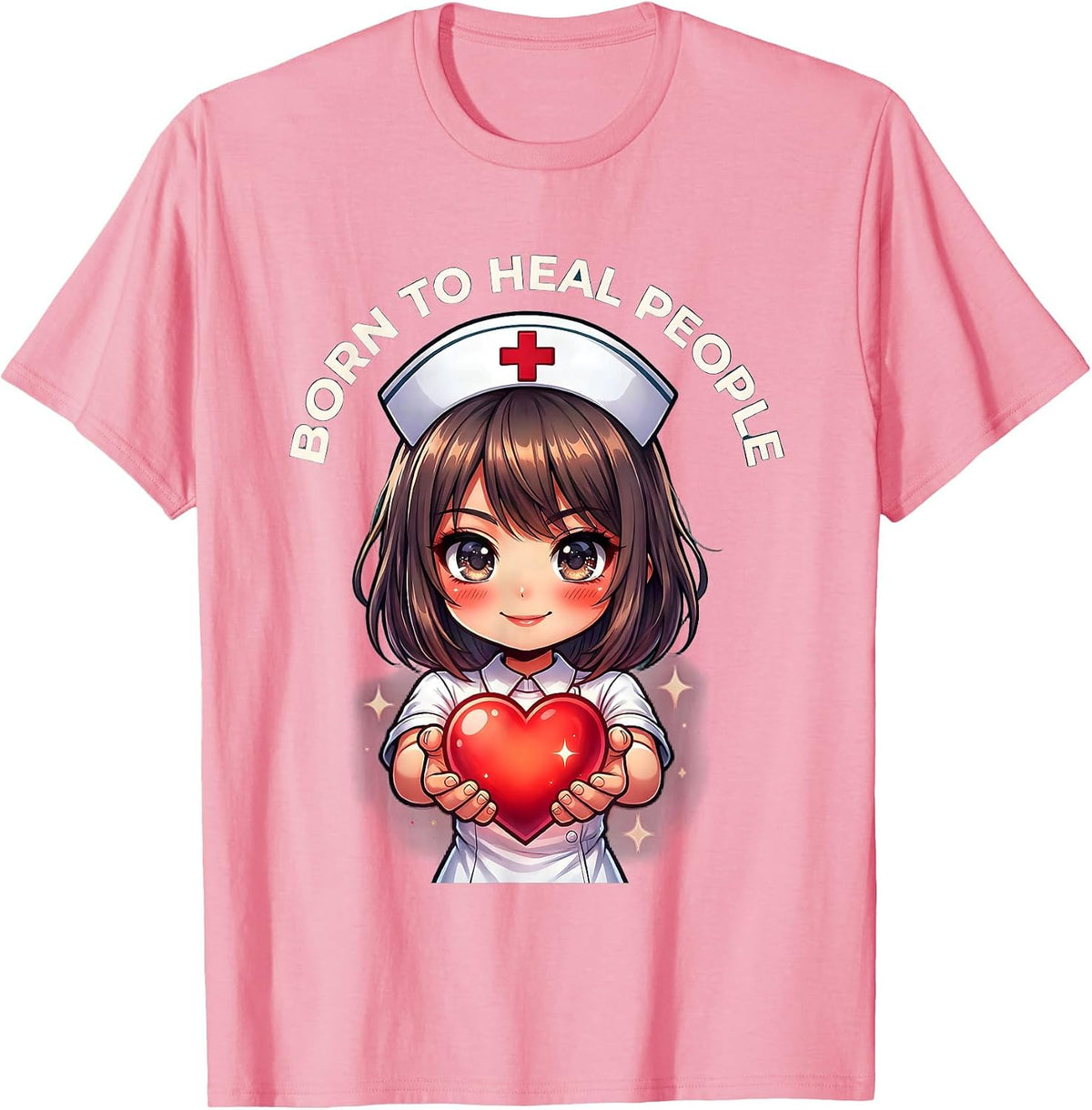 Men's Born to Heal People Nurse Graphic Design T-Shirt - Pink