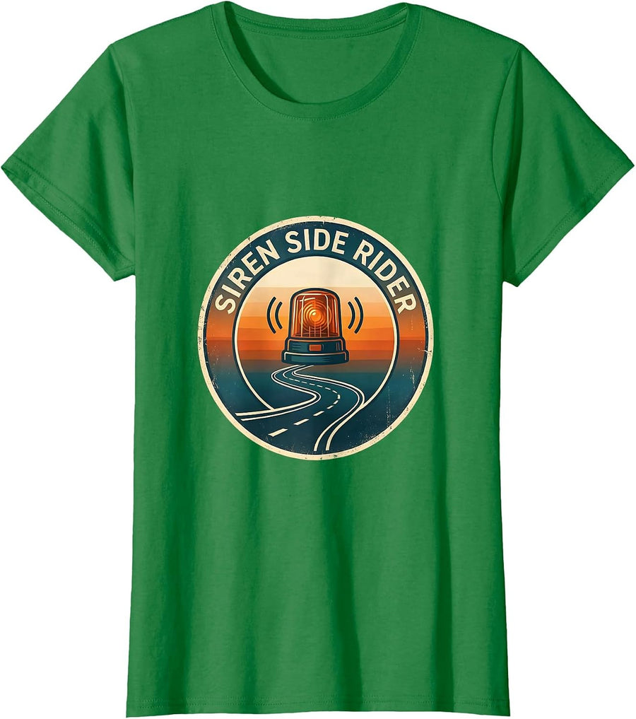 Women's Siren Side Rider Funny EMS Paramedic EMT Gift T-Shirt - Kelly Green