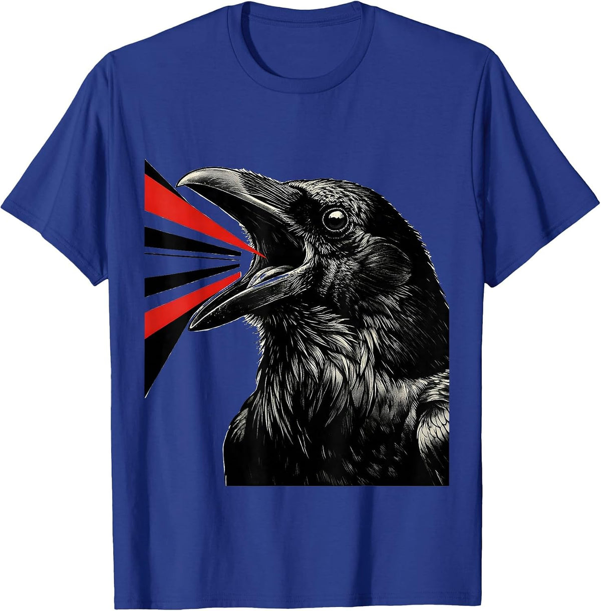 Oversized Crow Head New Wave Gothic Humor Bird Lover T-Shirt - Royal Blue