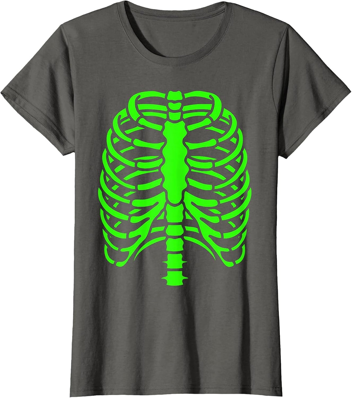 Fun Cool Green Skeleton Rib Cage Halloween T-Shirt - Asphalt Grey