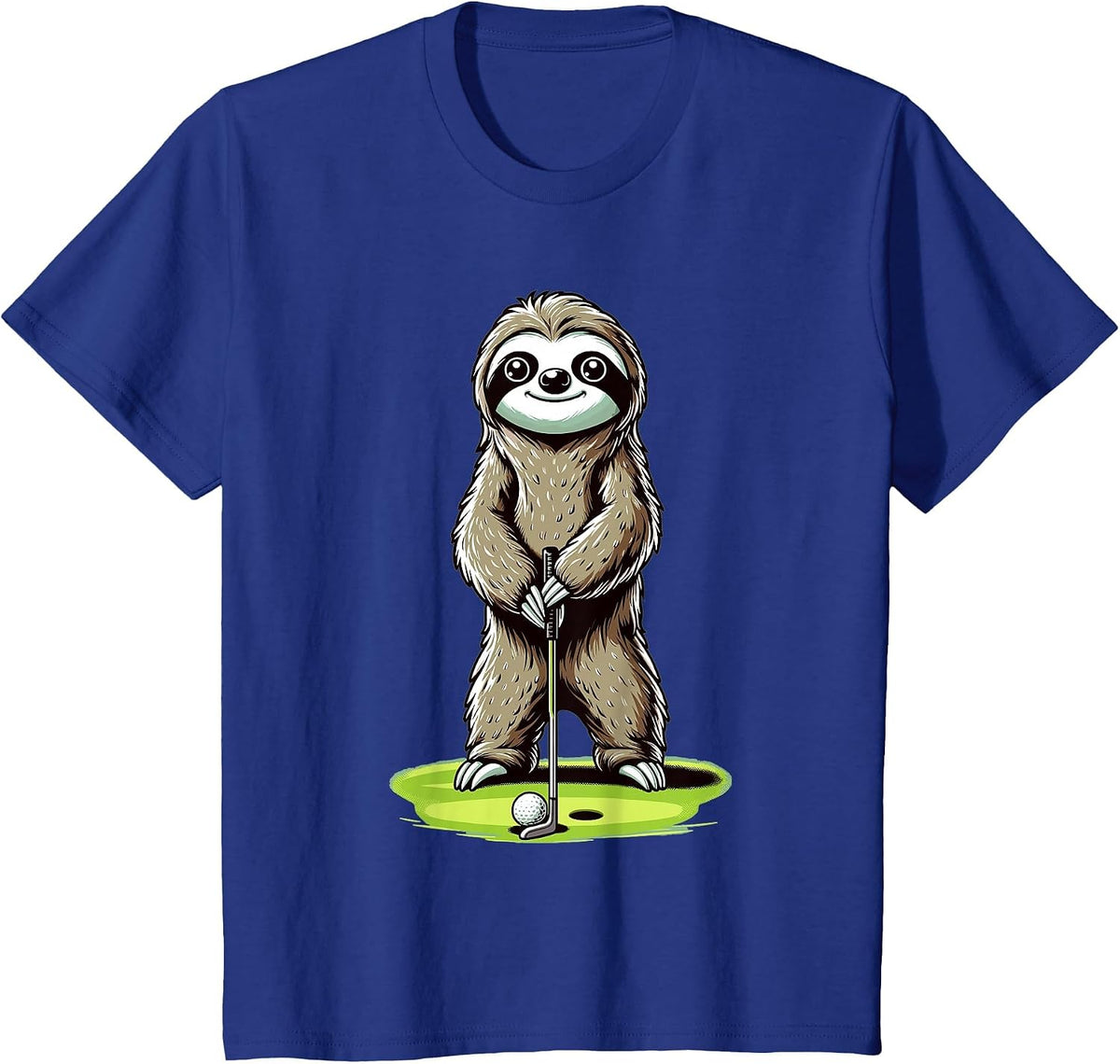 Sloth Playing Golf Funny Golfing Lover Golfer T-Shirt - Royal Blue