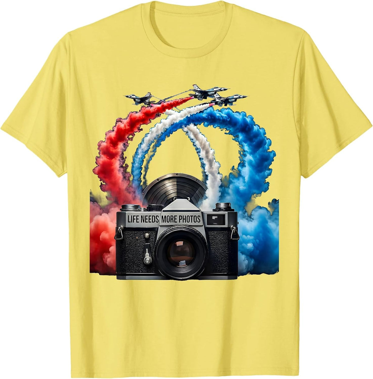 Men's Life Needs More Photos Photography Lover Design T-Shirt - Lemon Yellow