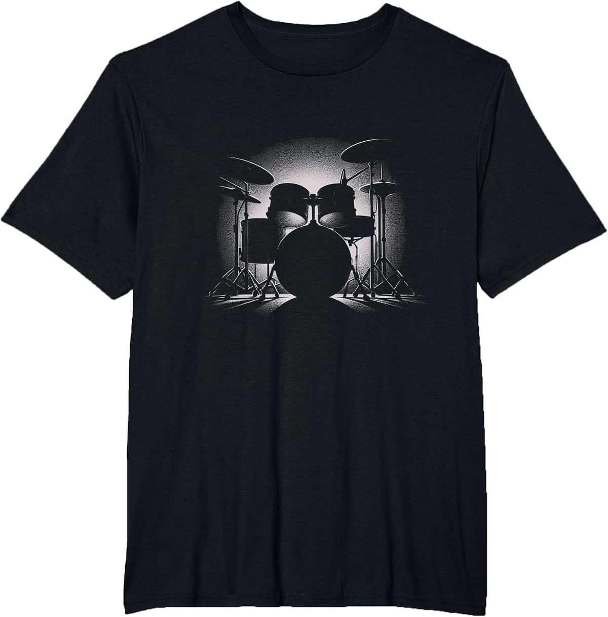 Vintage Drumset Drawing Art Drummer Design T-Shirt - Black
