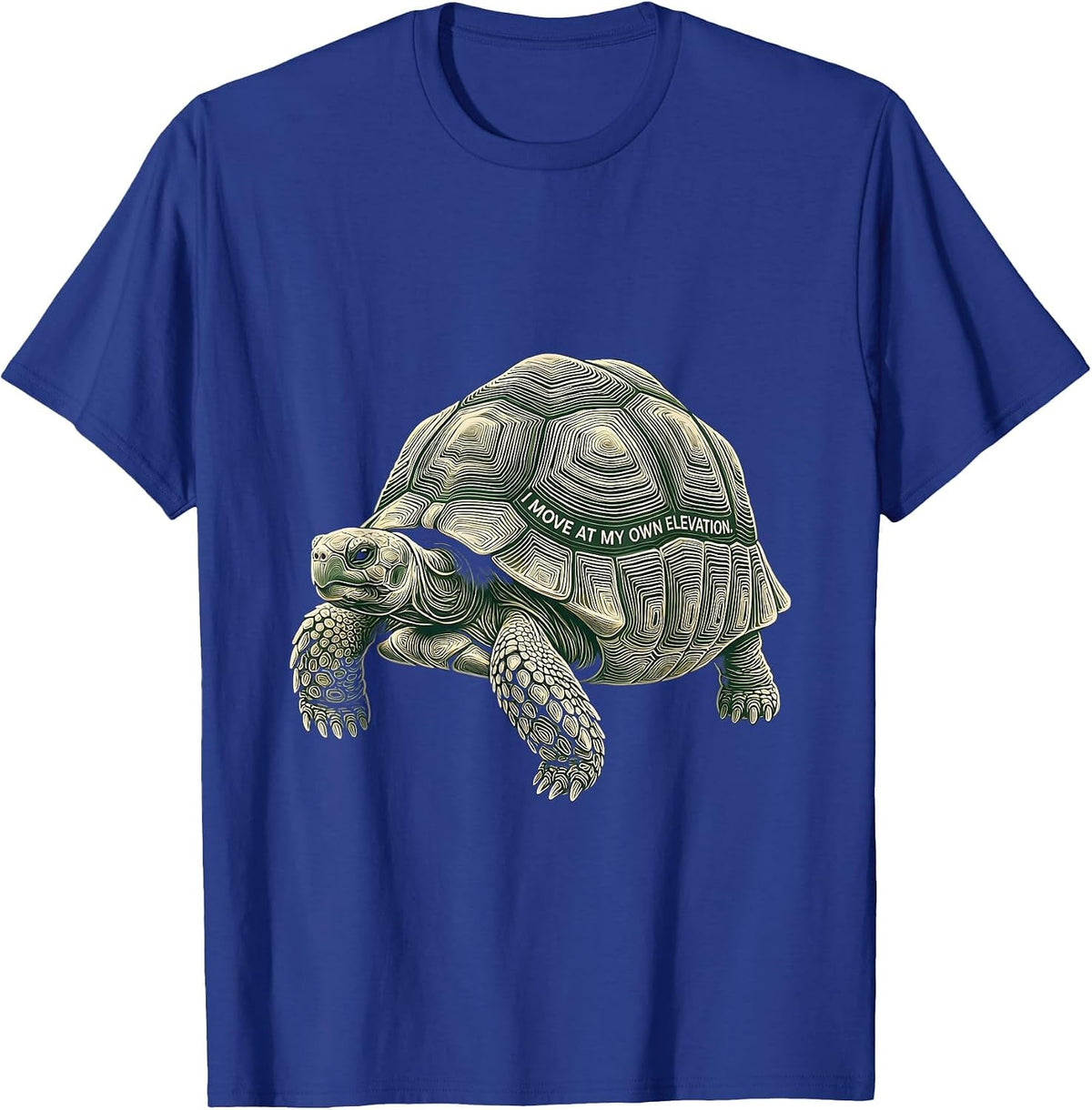 Men's I Move At My Own Elevation Funny Tortoise Lover Pet Owner T-Shirt - Royal Blue