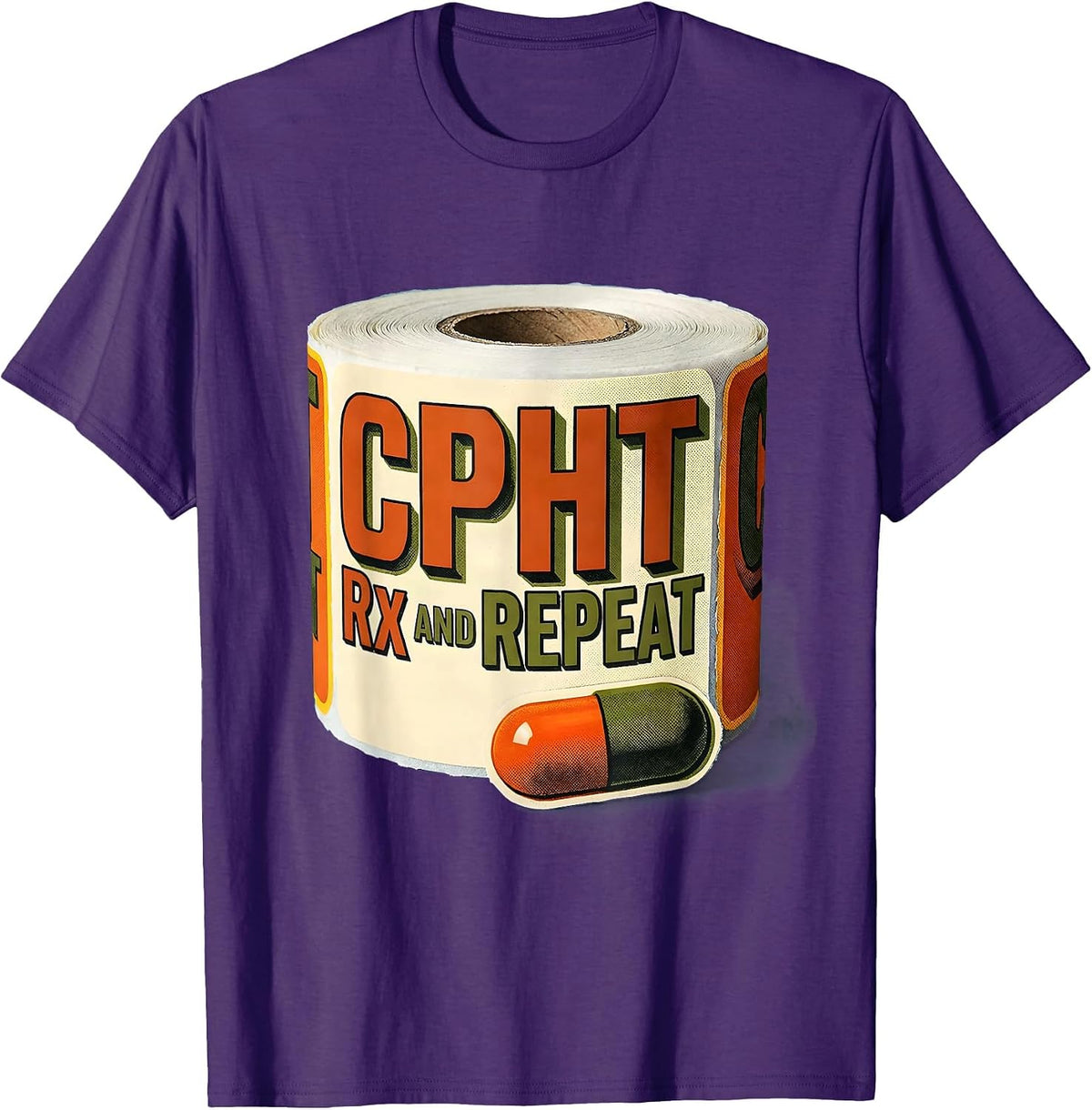 Men's CPhT Rx And Repeat Cute Pharmacy Technician Humor T-Shirt - Purple