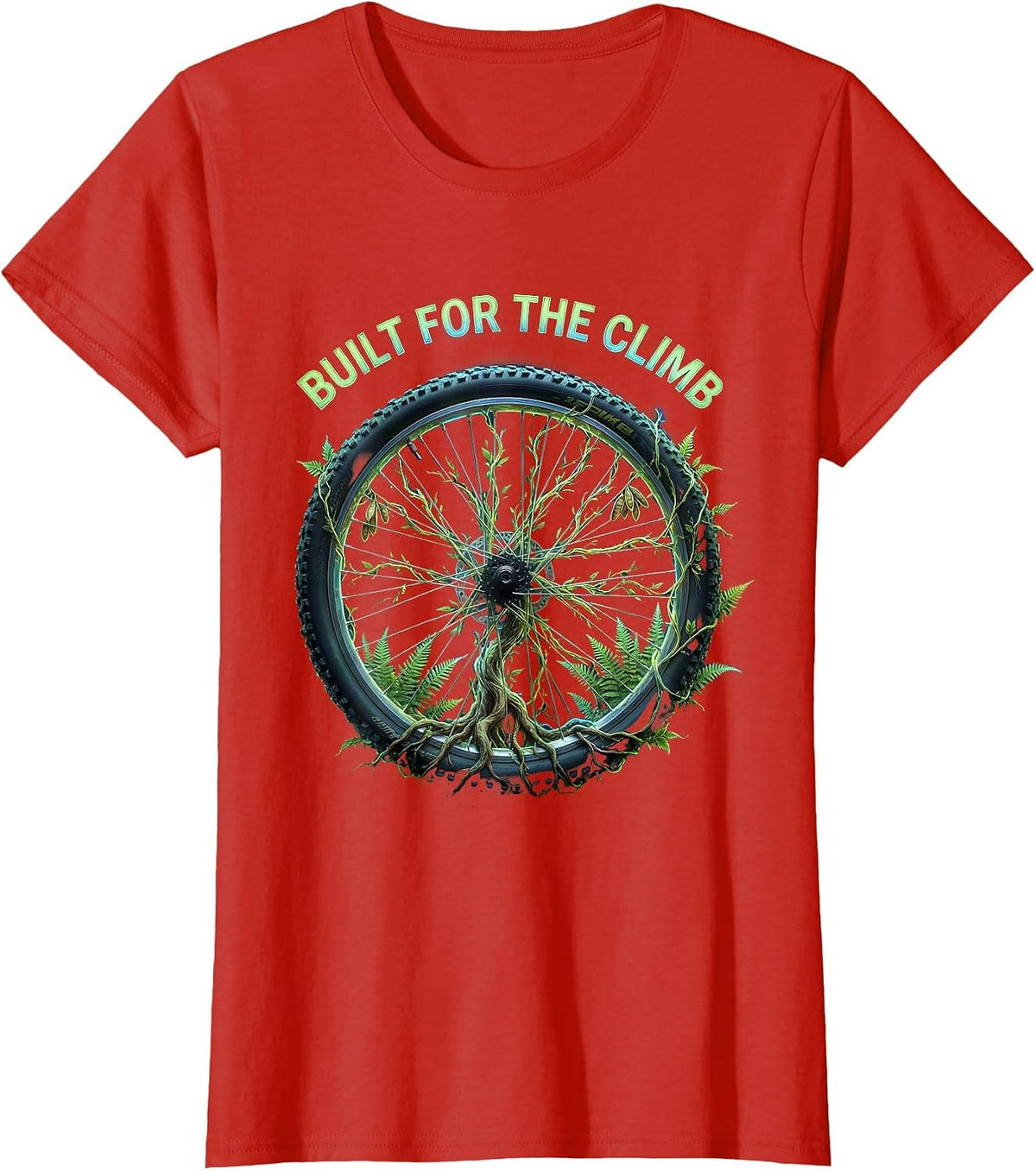 Built for the Climb Mountain Bike Design T-Shirt - Red