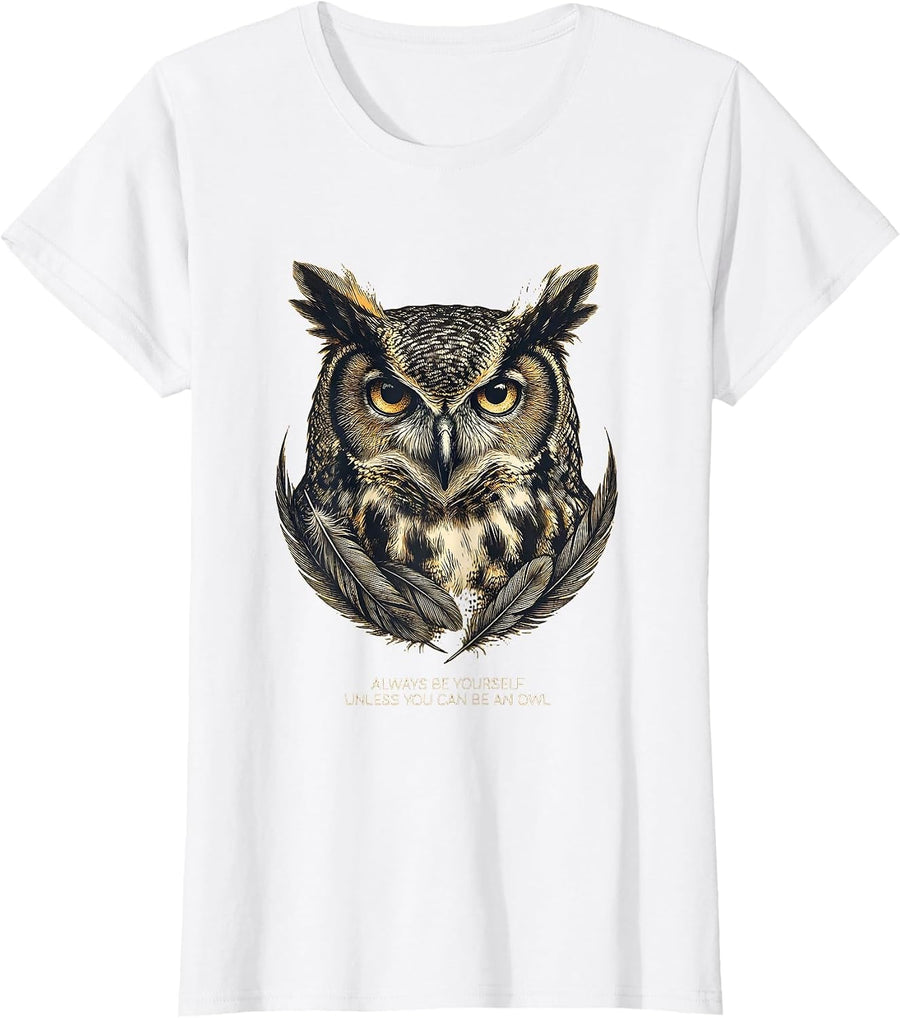 Women's Always Be Yourself Unless You Can Be An Owl Funny Animal T-Shirt - White