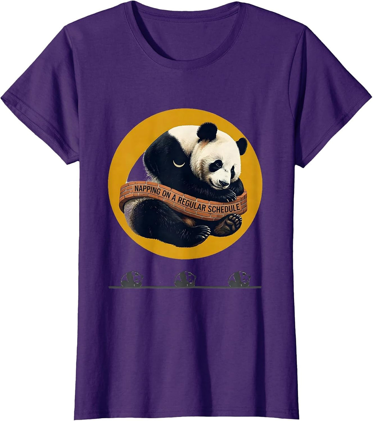 Women's Napping On A Regular Schedule Funny Panda Sleepwear Humor T-Shirt - Purple