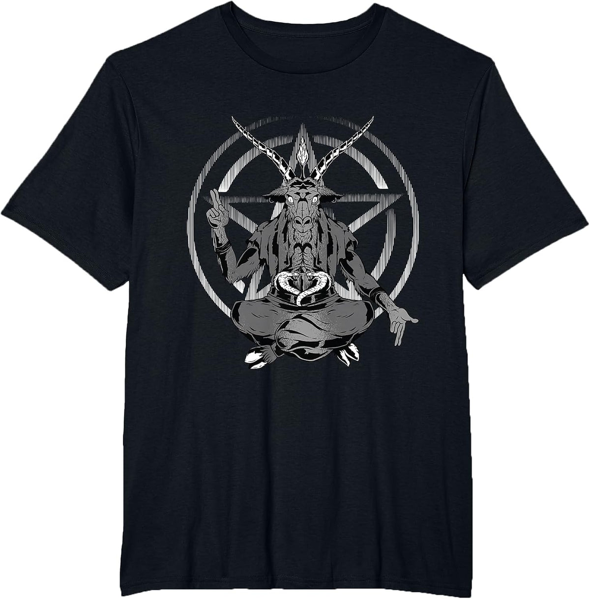 Occult Satan Pentagram Dark Demonic Metal T-Shirt - Black