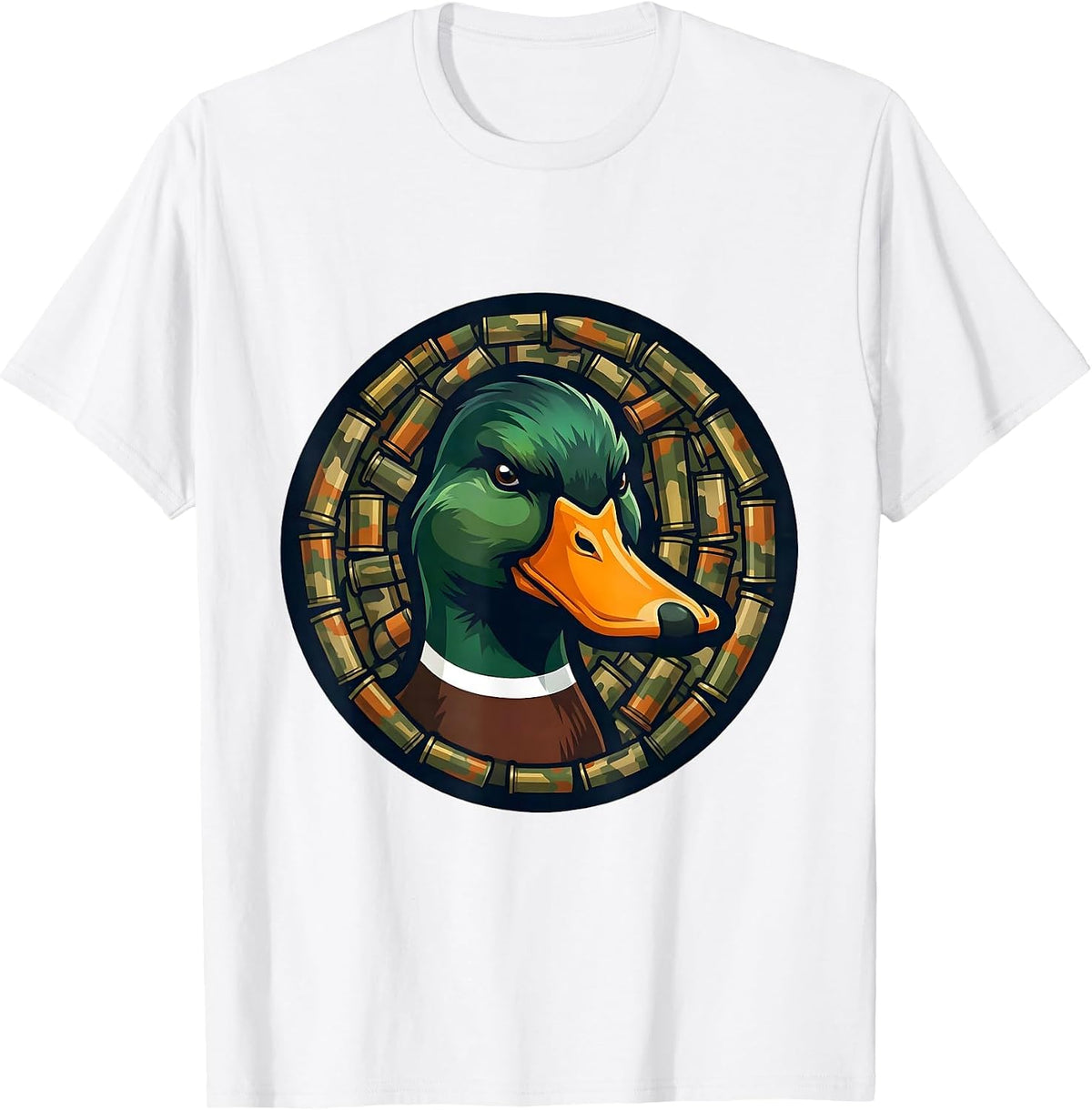 Men's Duck Camo Shotgun Shell Pattern Graphic Tee T-Shirt - White