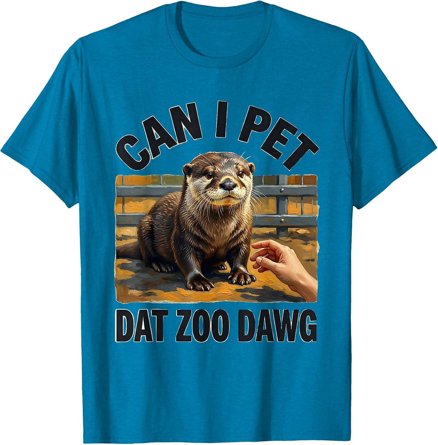 Can I Pet Dat Zoo Dawg Funny Bear Meme Animal Lover T-Shirt - Sapphire Blue