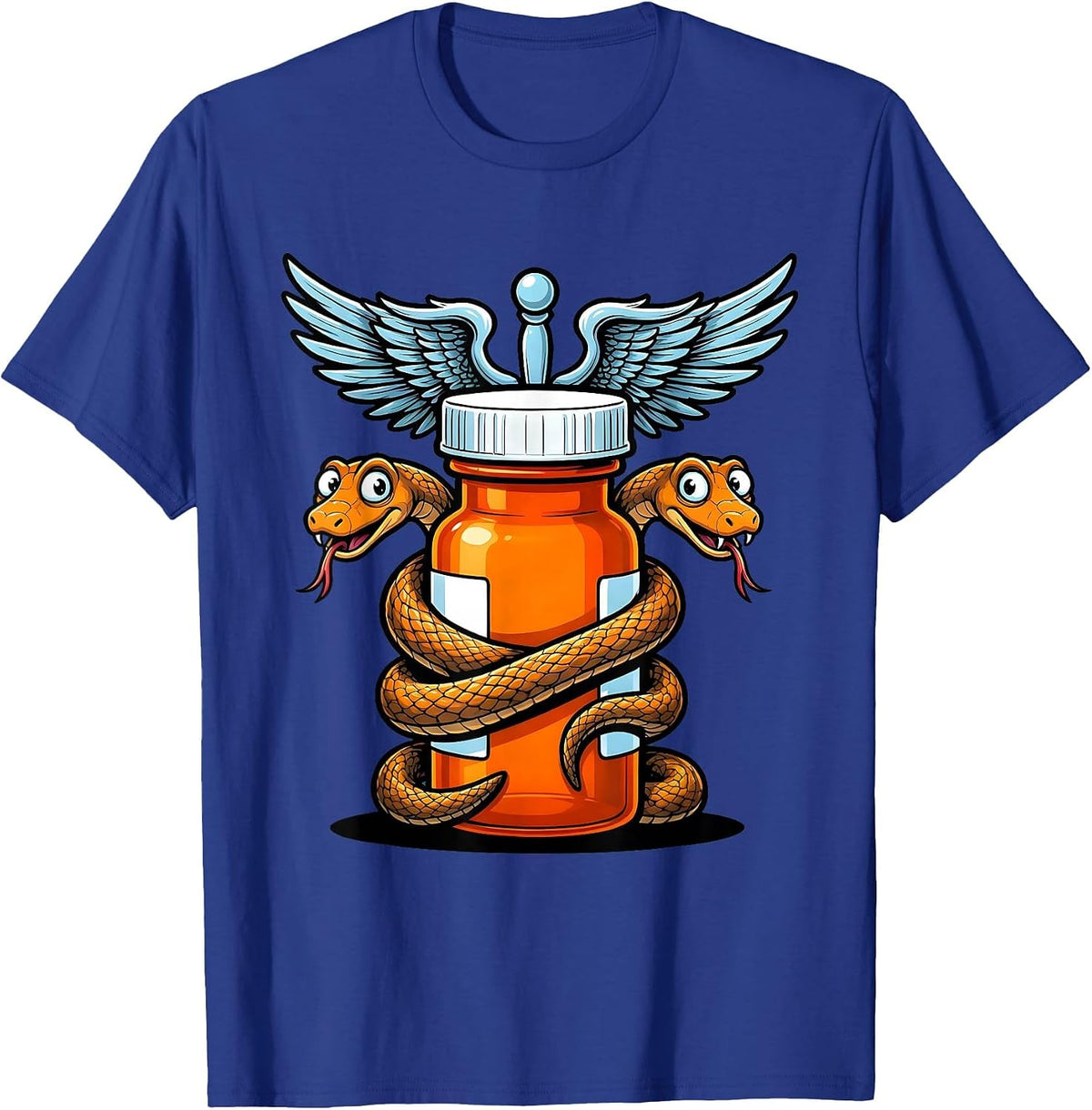 Men's Pharmacy Technician Caduceus Prescription Bottle T-Shirt - Royal Blue