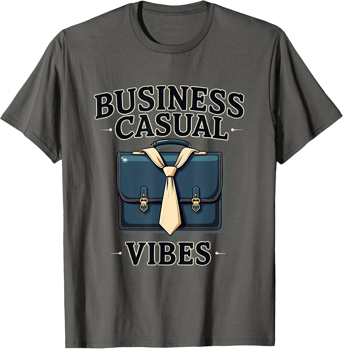 Business Casual Vibes Work Short Sleeve Design T-Shirt - Asphalt Grey