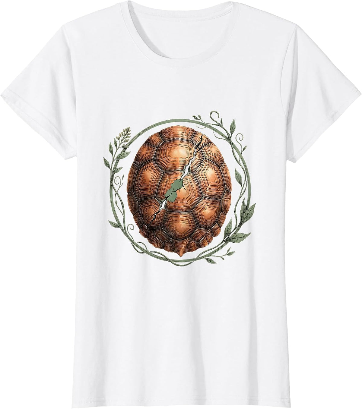 Cracked Tortoise Shell Patched Repair Graphic T-Shirt - White