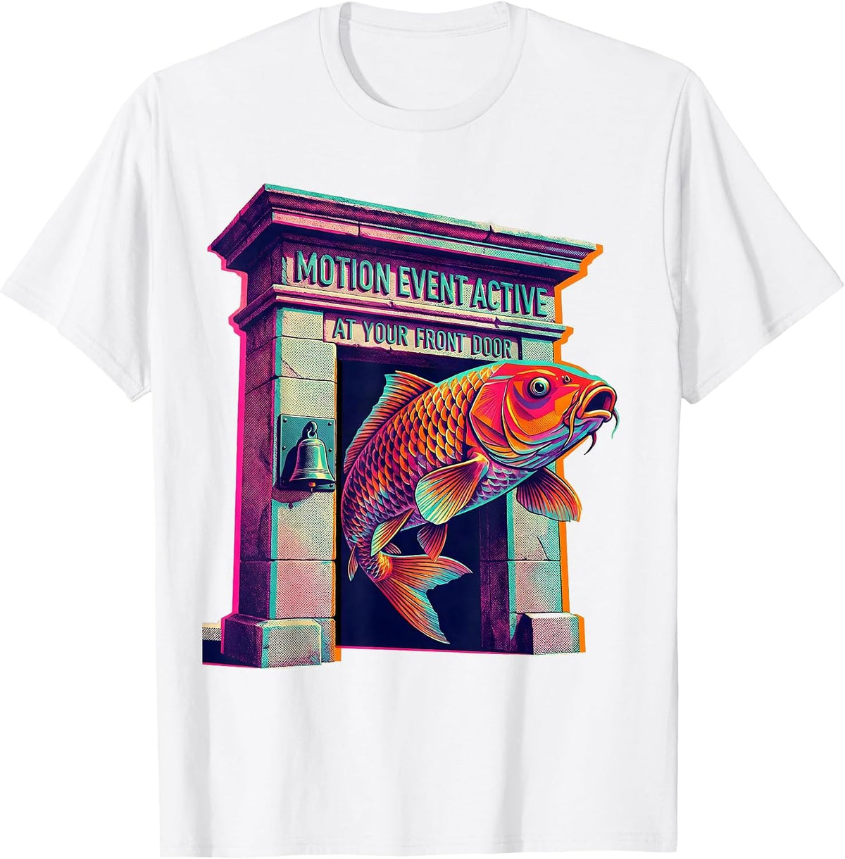 Men's Motion Event Active At Your Front Door Funny Risograph Meme T-Shirt - White