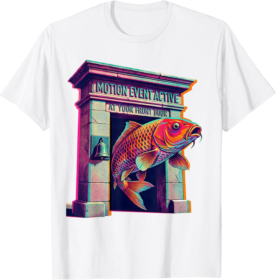 Men's Motion Event Active At Your Front Door Funny Risograph Meme T-Shirt - White
