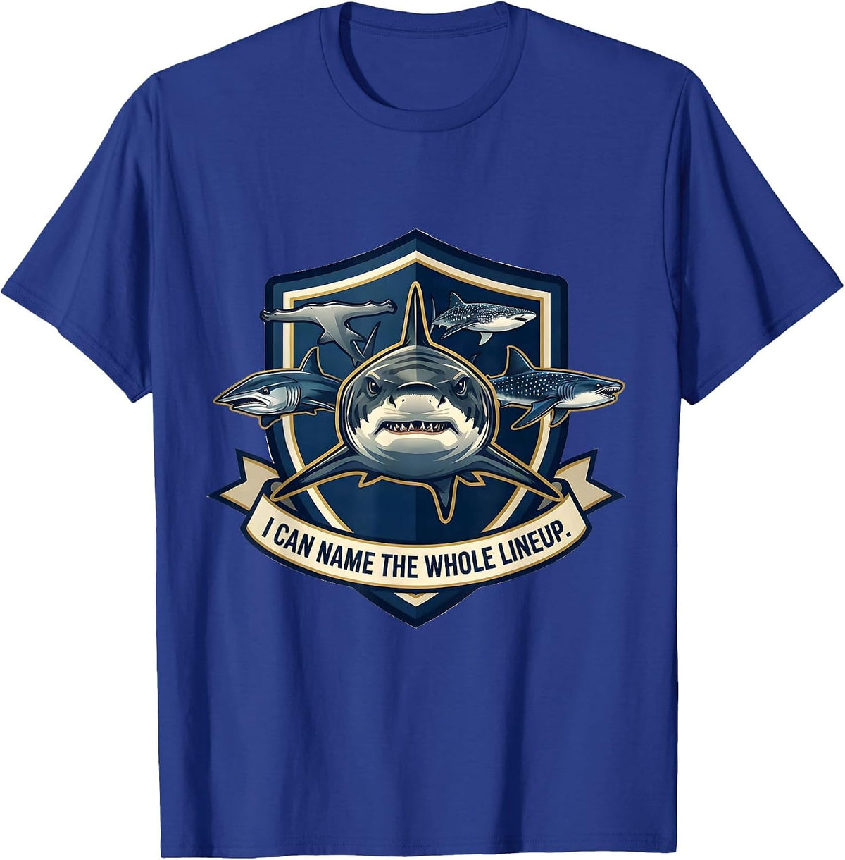 I Can Name The Whole Lineup Funny Shark Species Ocean T-Shirt - Royal Blue